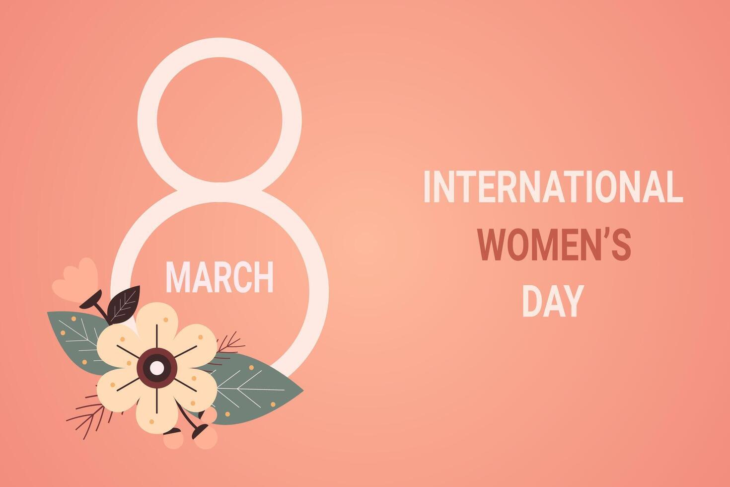 International Womens Day. Eighth of March.Illustration, with number 8 and flower composition. vector