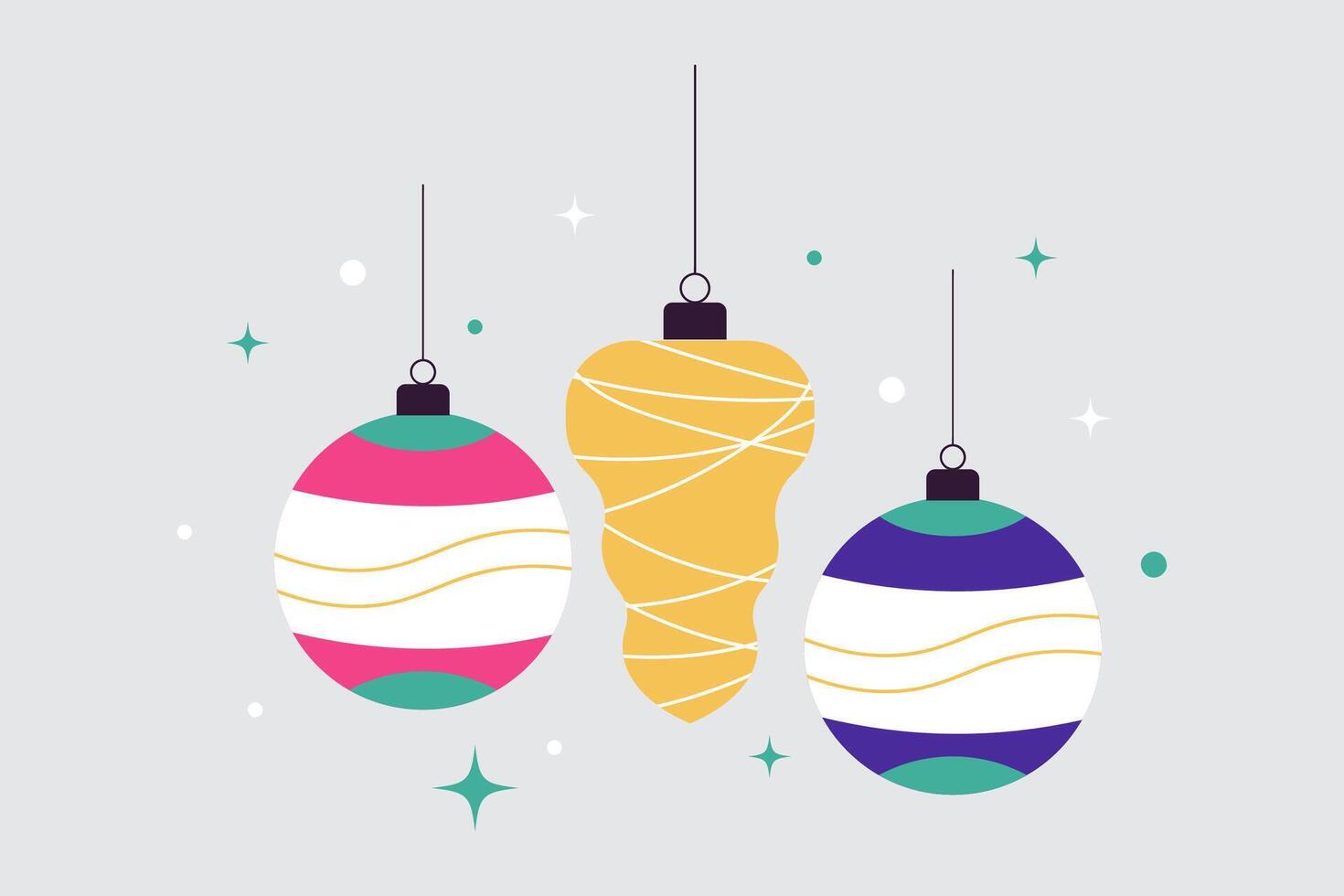 Christmas tree decorations. Christmas and New Year design template. vector