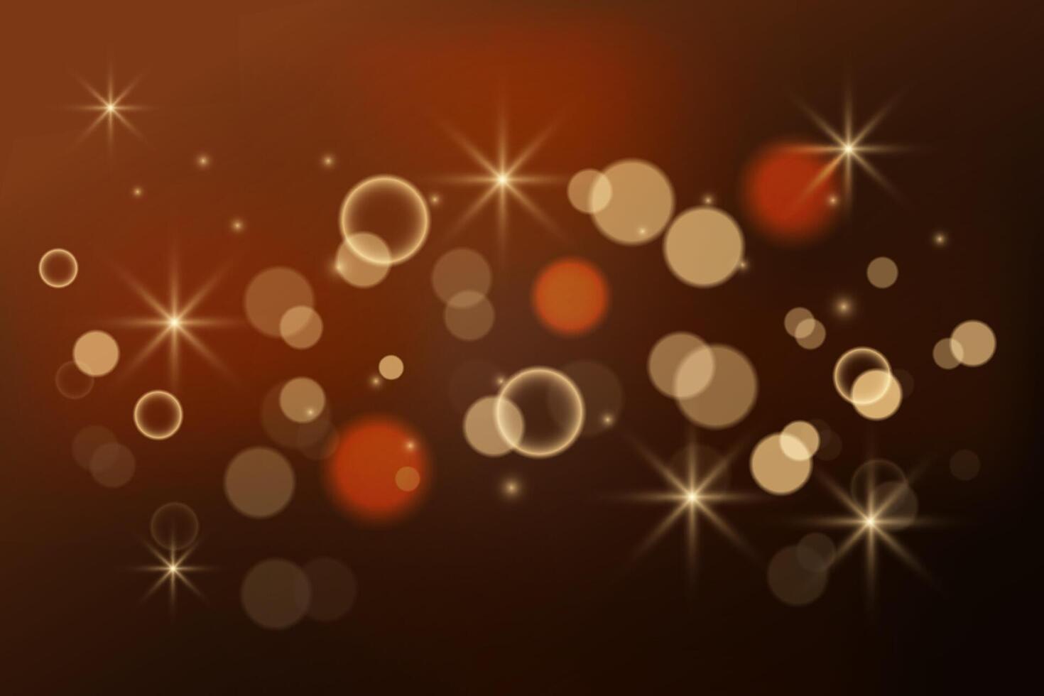 Abstract glowing bokeh effect on dark brown background with glitter. vector