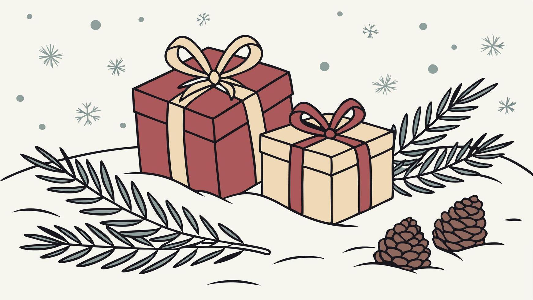 Christmas gift boxes in the snow vector