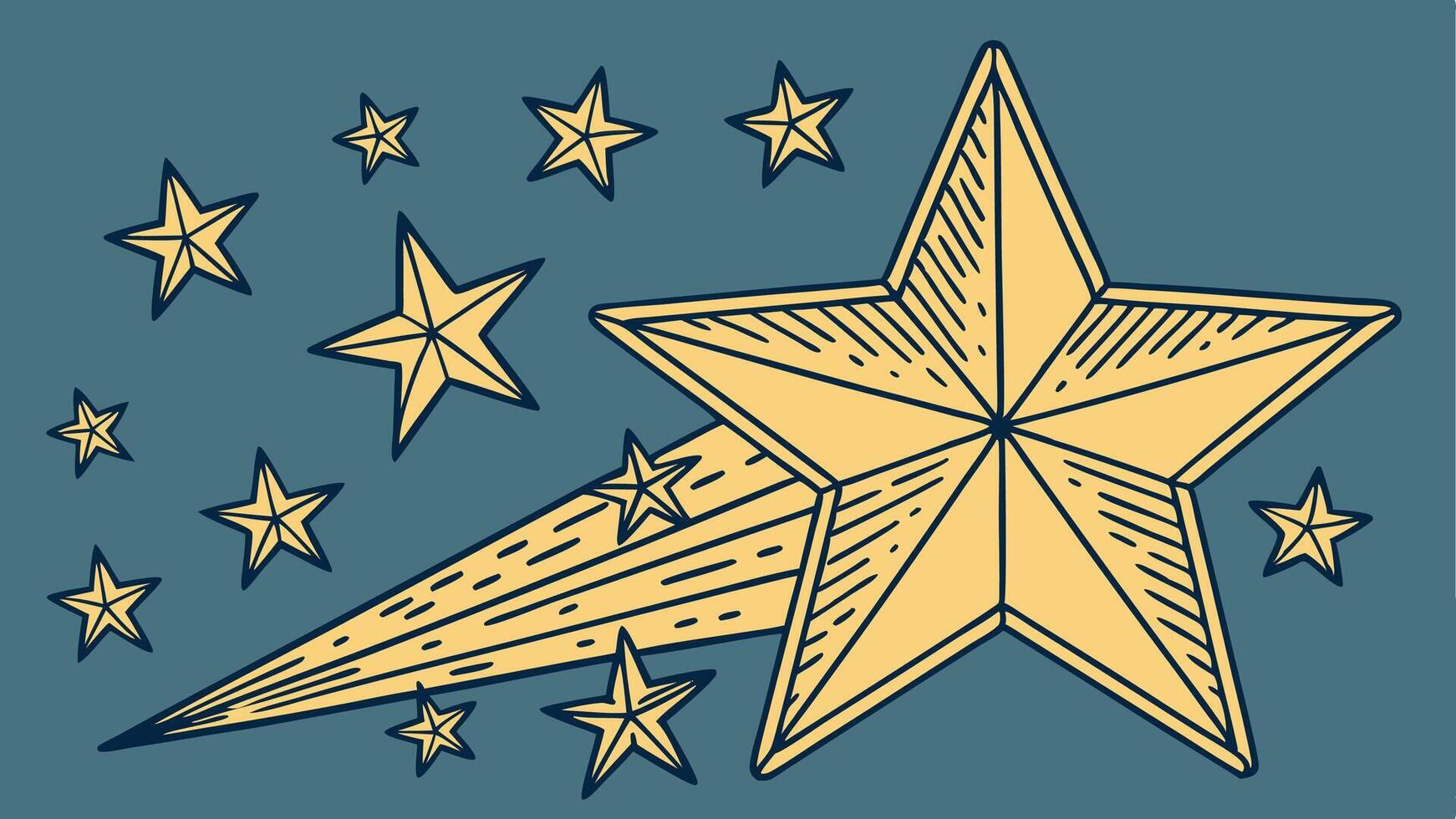 A drawing of a star with many stars vector