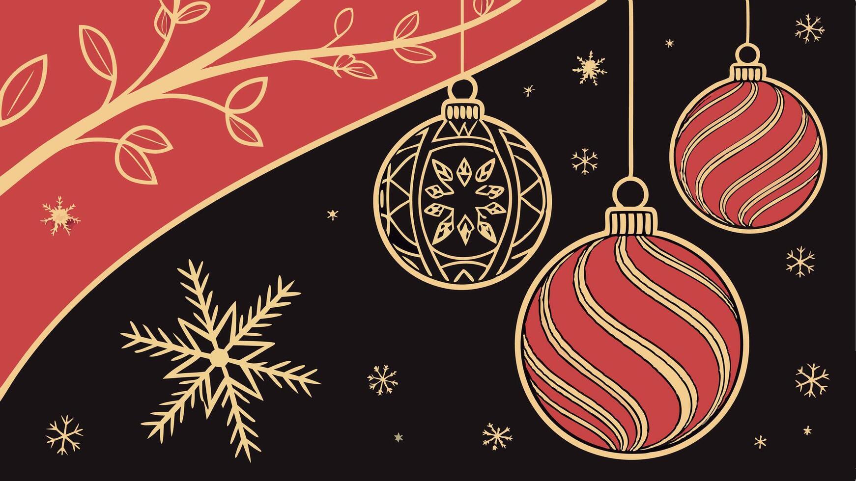 Christmas background with ornaments and snowflakes vector