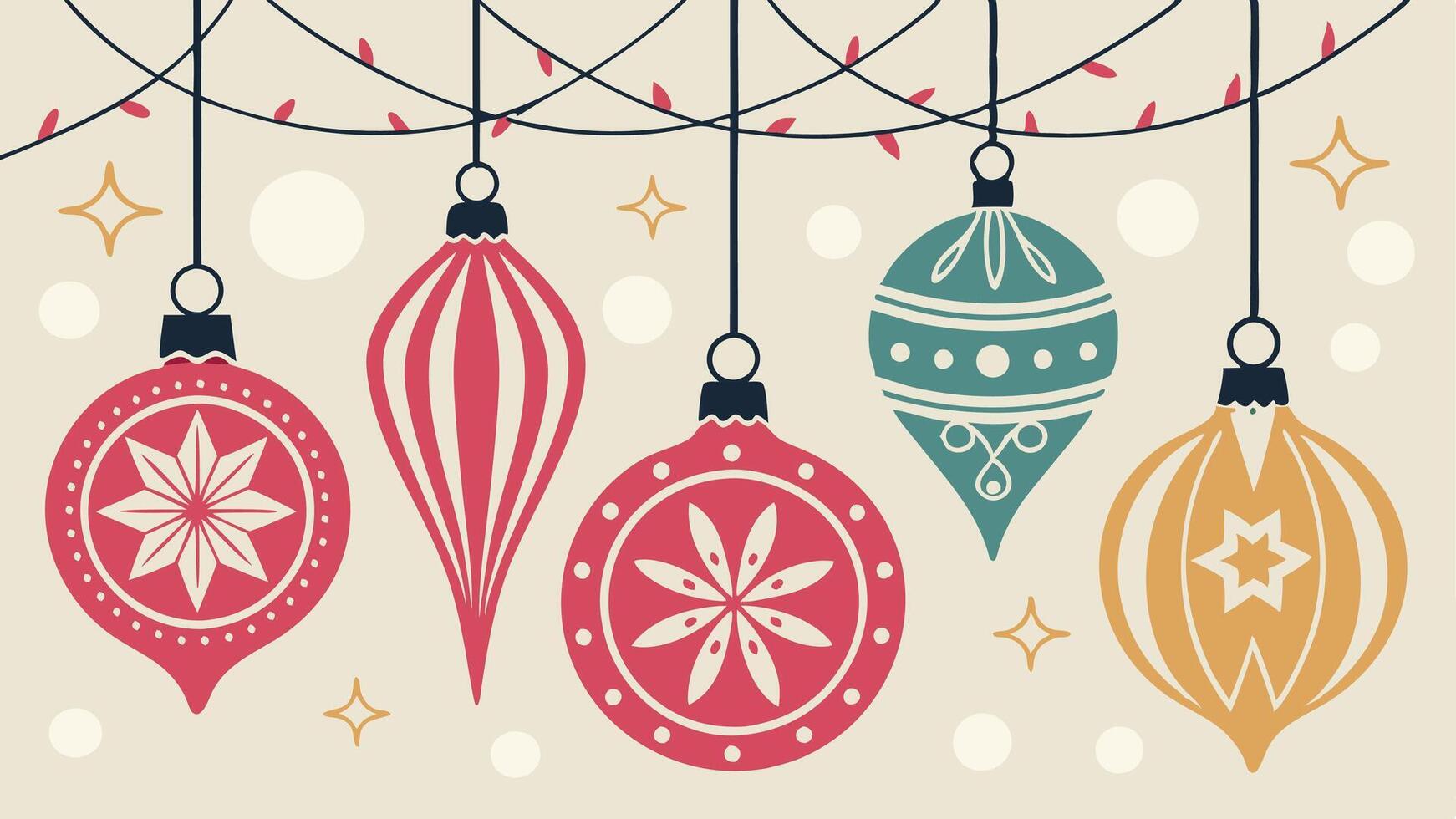 Christmas ornaments hanging on a string vector