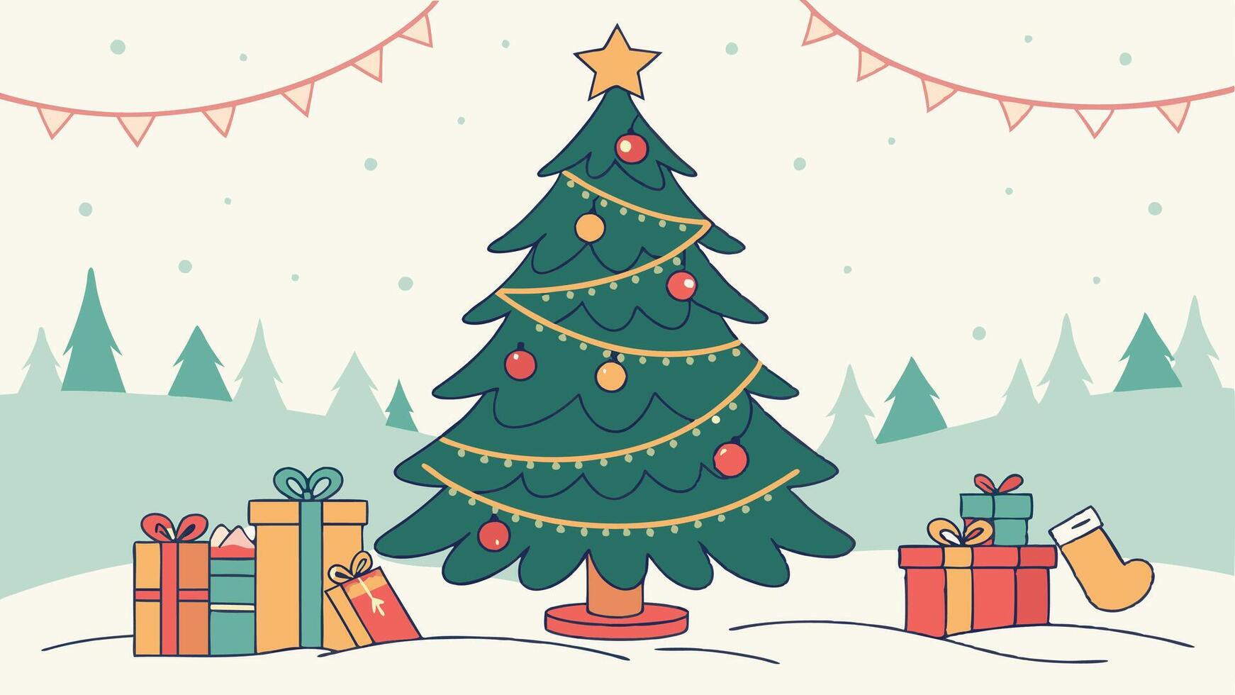 Christmas Background. christmas tree. xmas Decorations. Generative art. AI. vector