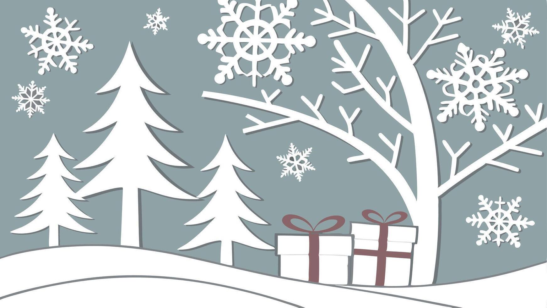Festive Christmas concept christmas with white paper cut elements background. vector