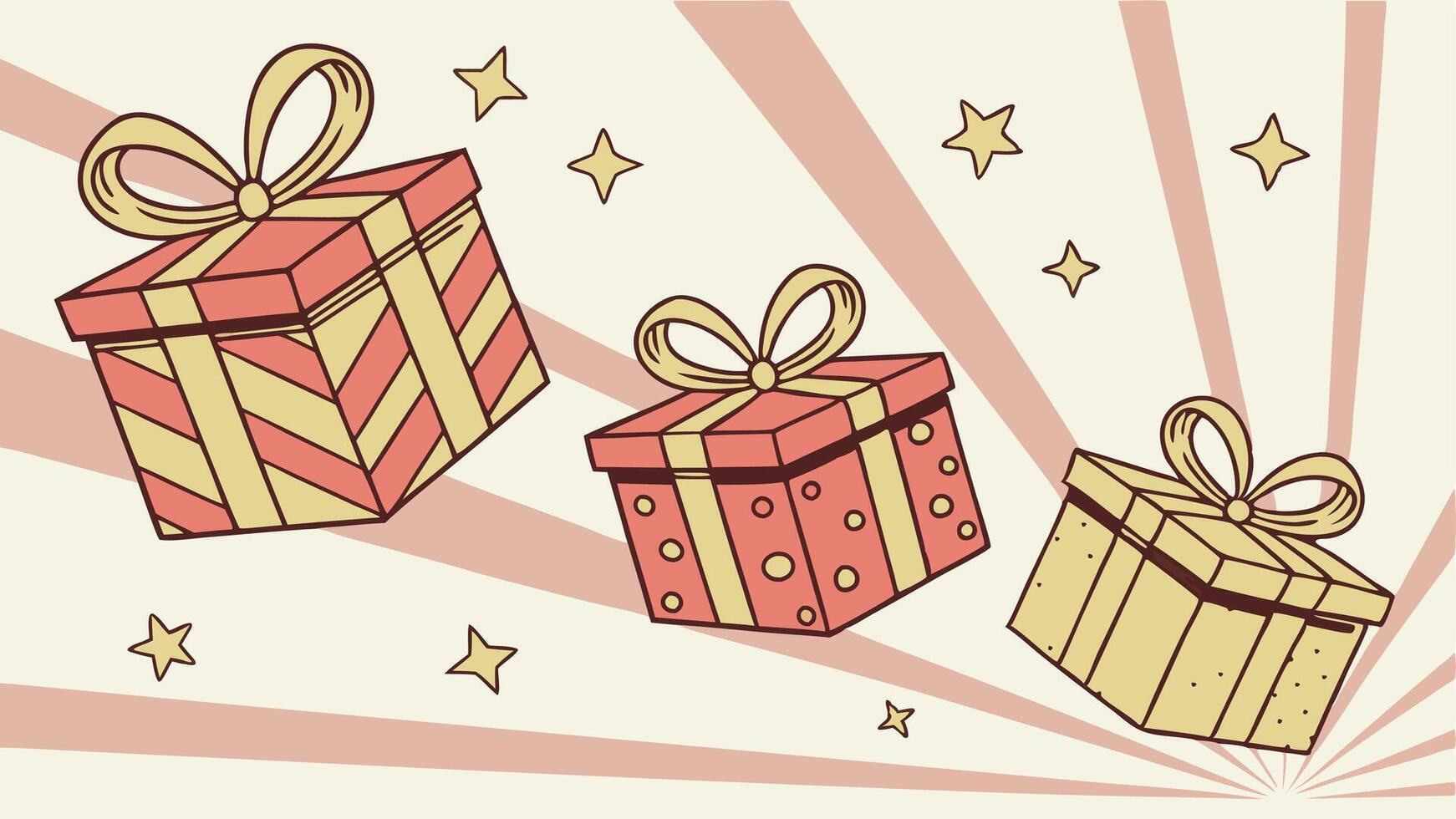 Three gift boxes are flying in the air vector