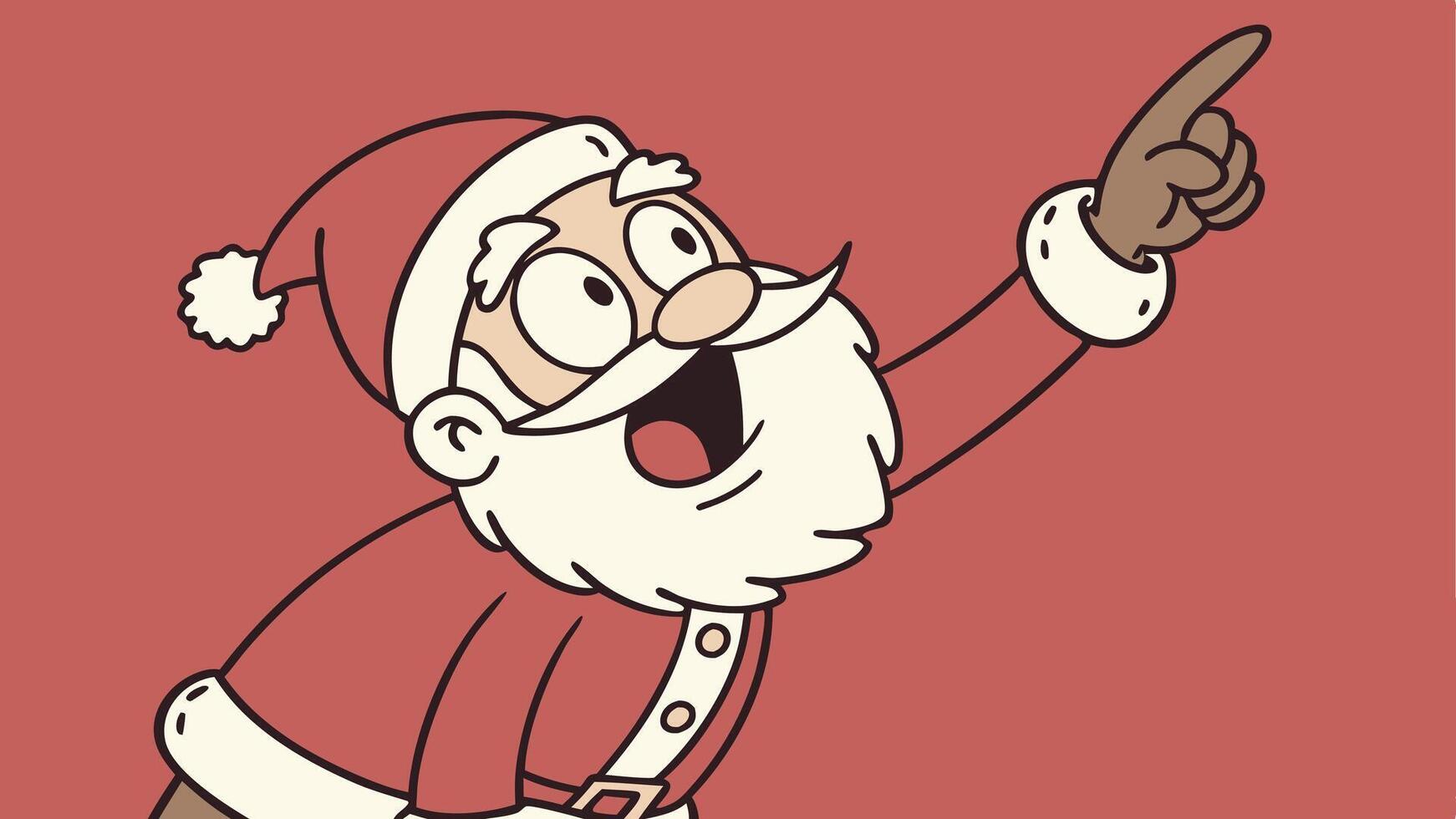 A cartoon santa claus pointing at something vector