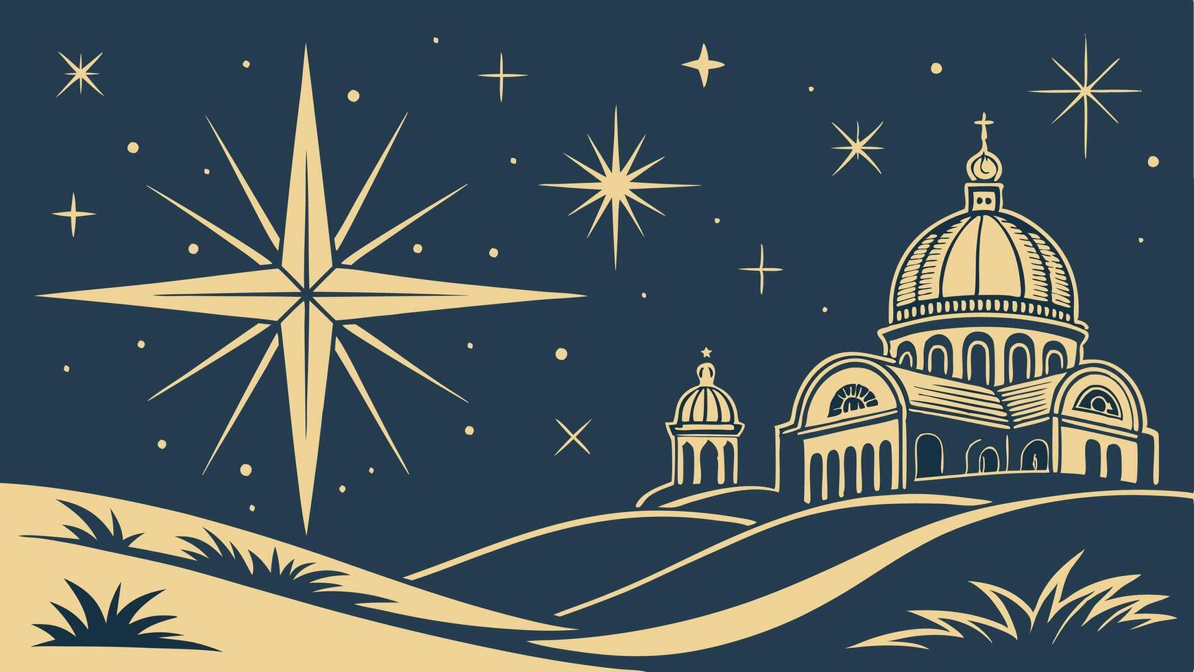 Christmas star lights in the night sky. in the style of light gold and indigo. luxurious vector