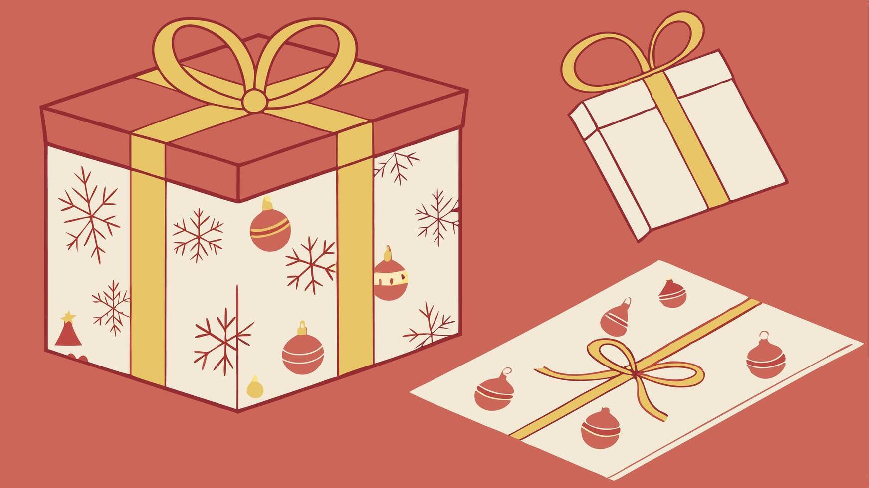 Christmas red background 3d illustration festive packaging vector