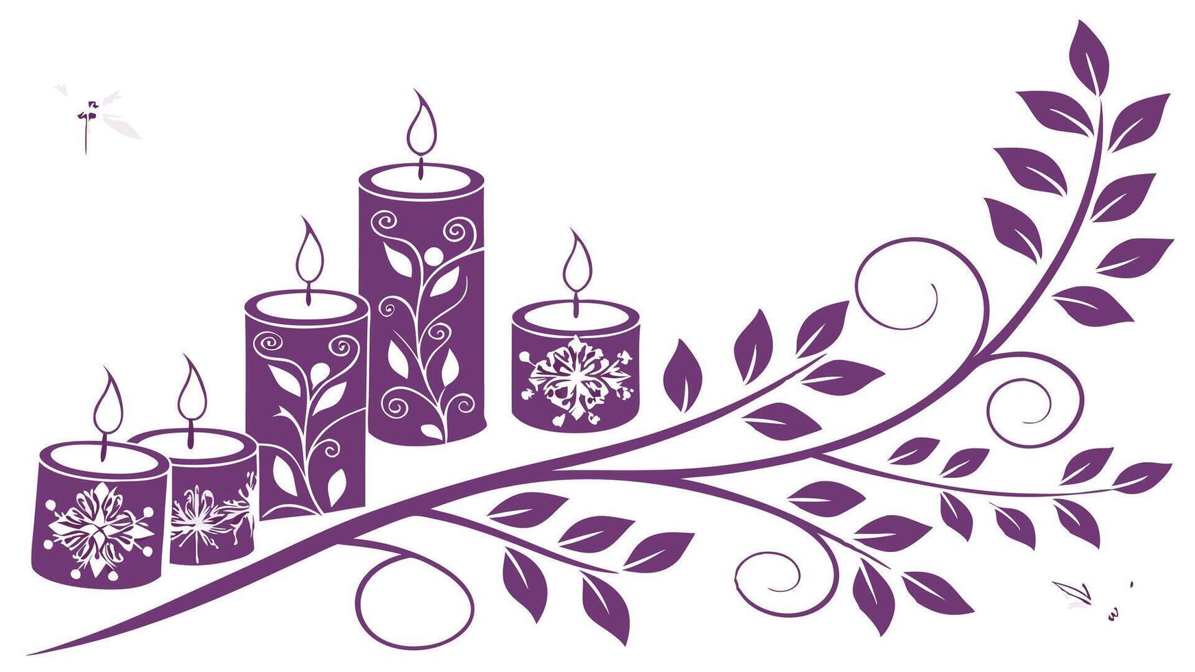 Background.wallpaper with beautiful purple and silver Christmas candles. digital art vector