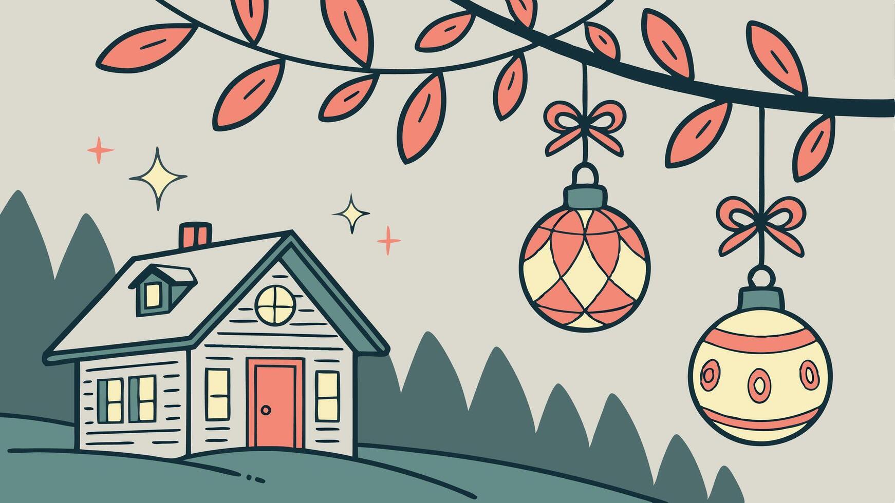 Christmas lights and decorations. defocused background. vector