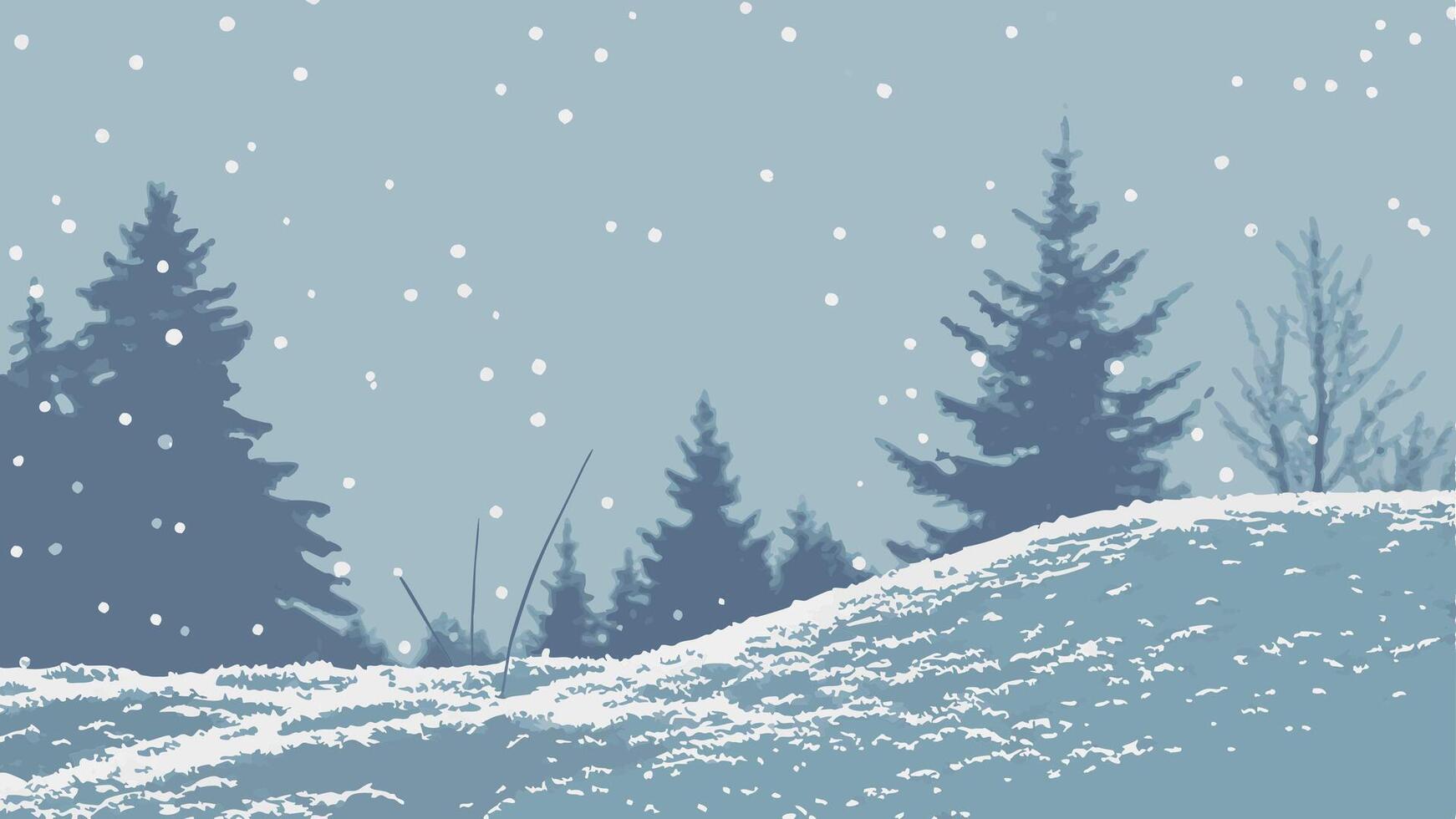 Winter landscape with snow and trees vector