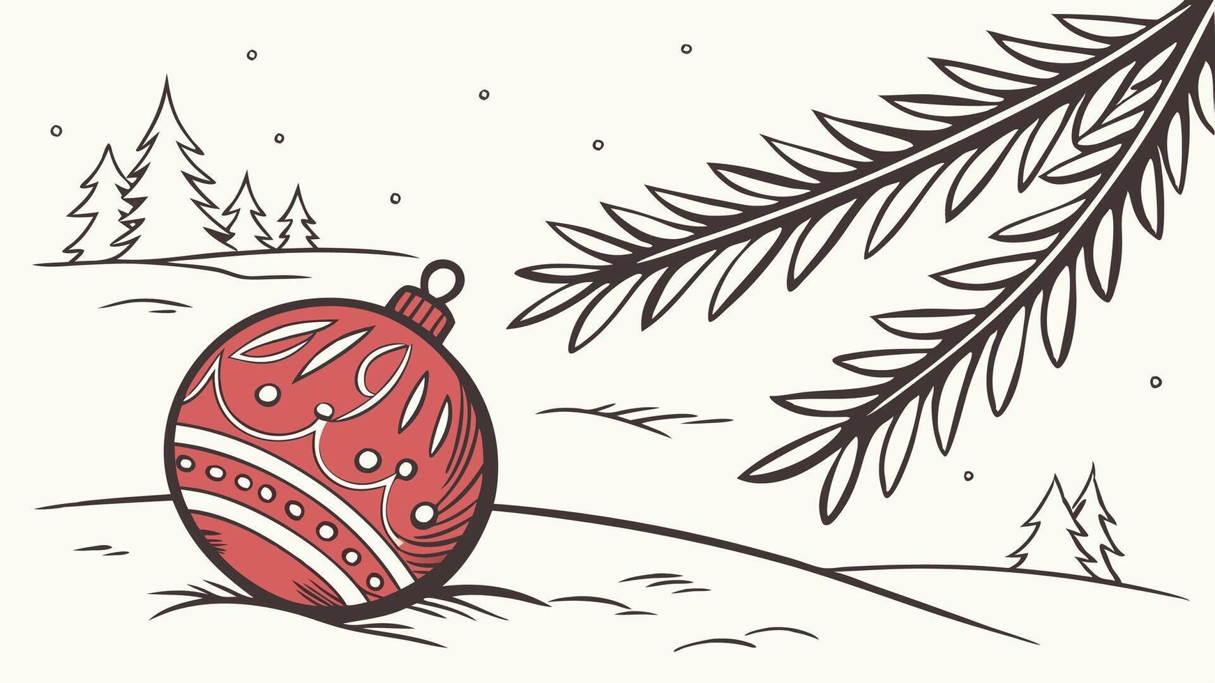 Christmas ball with pine tree in the snow vector
