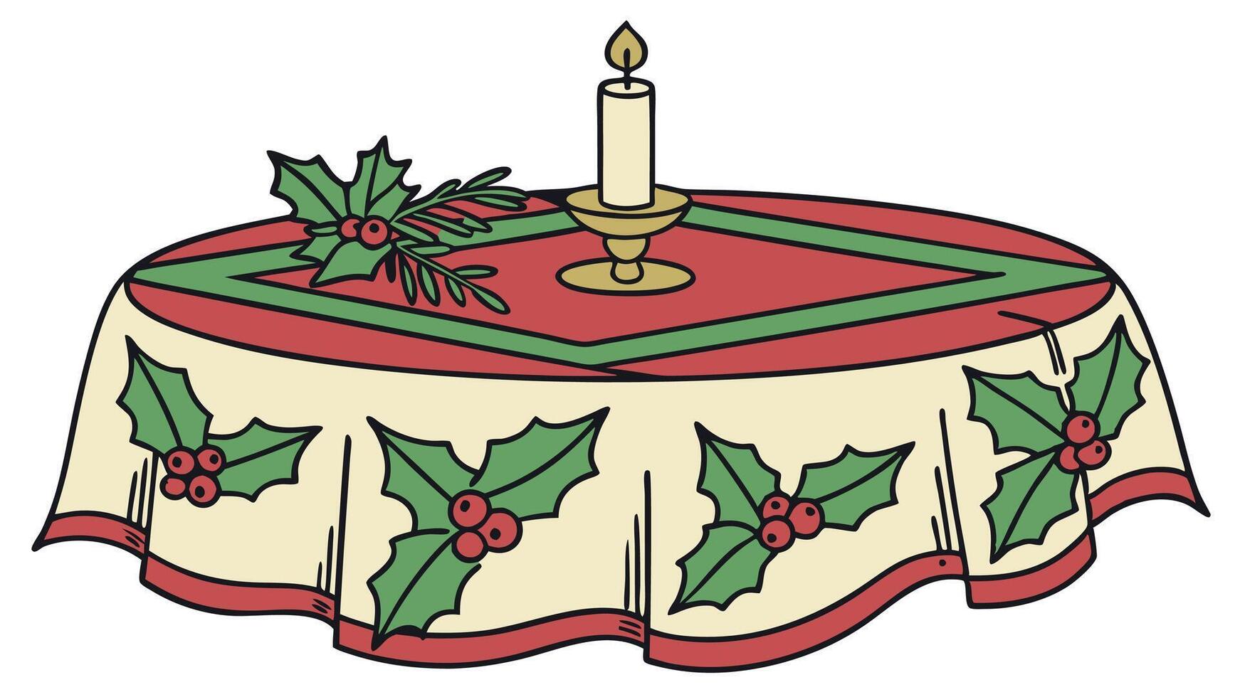 Christmas tablecloth clip art vector