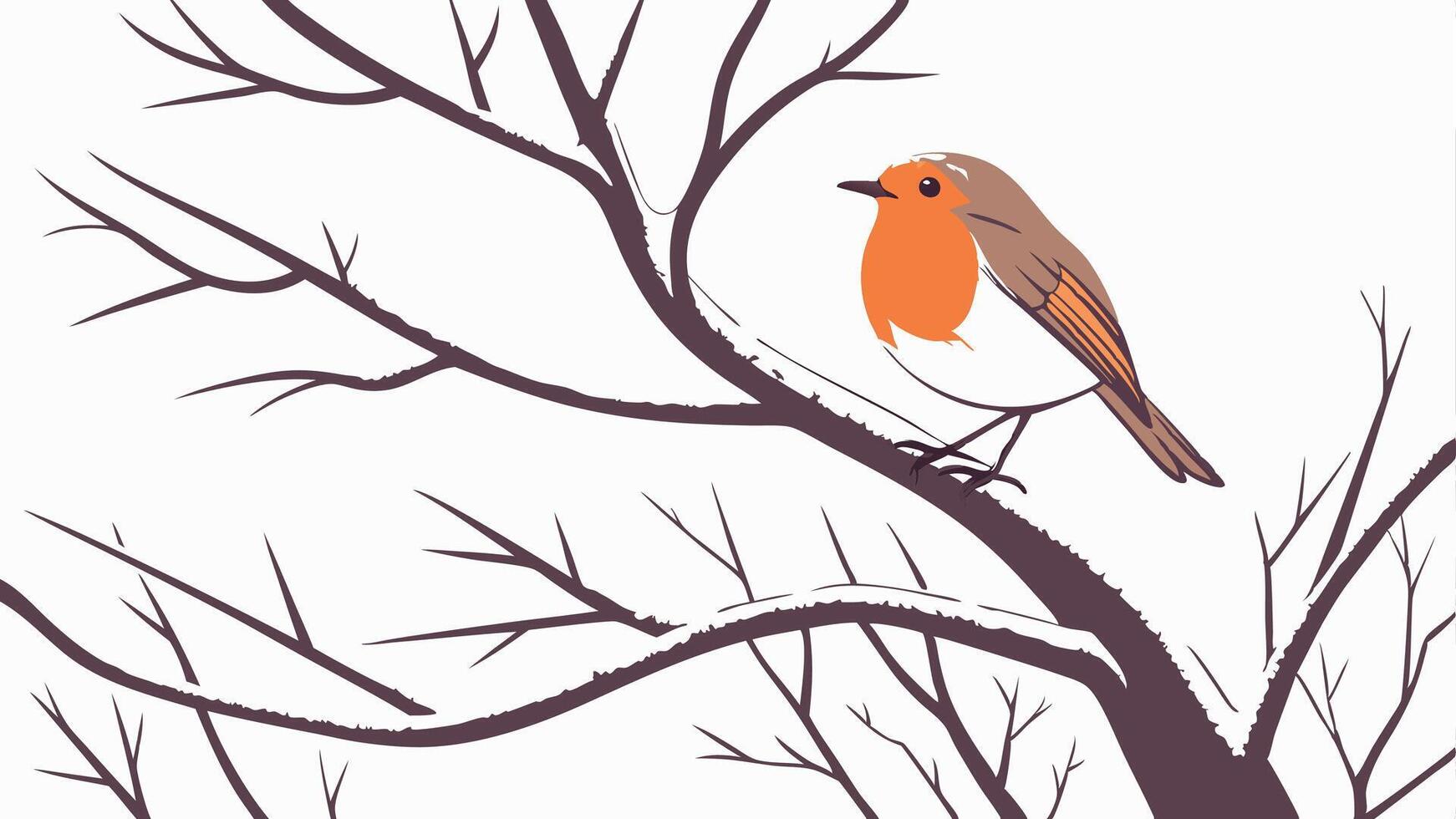 Winter birds robin on a branch watercolor on a white isolated background vector