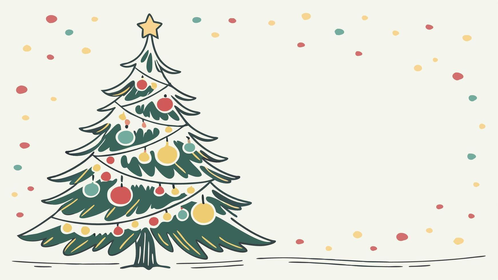 Watercolor christmas tree wih decorations on a white background vector