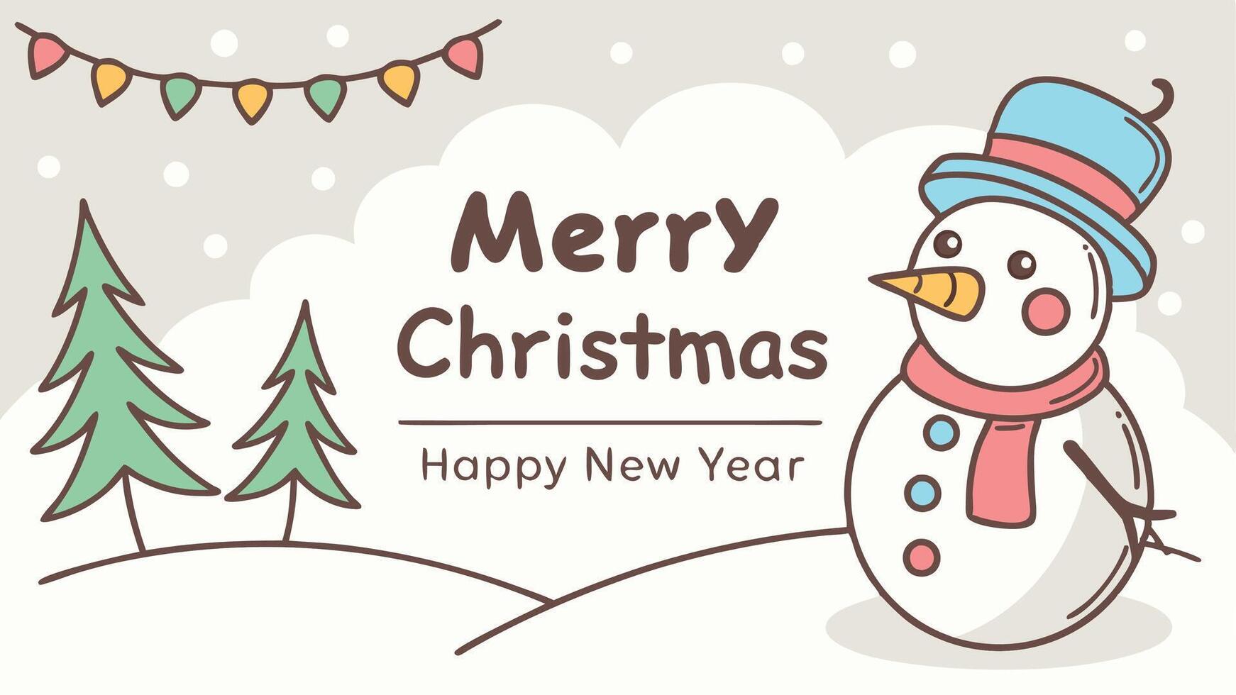 Happy Snowman Banner. Merry Christmas. Happy New Year greeting card. background. Copy space. vector