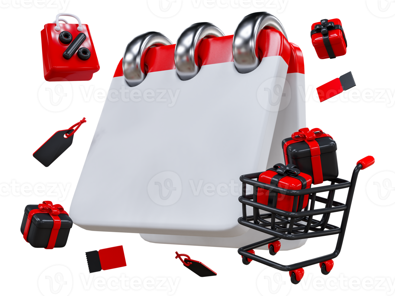 Special offer sale advertisement. 3D cartoon elements, shopping cart, calendar, gift box, price tag, voucher. Sale Event concepts discount design for Ads, promotion banner, web poster png