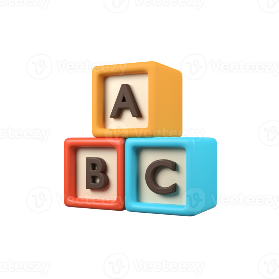Alphabet Block isolated 3d render icon illustration png