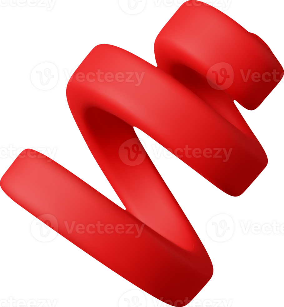 3d red spiral confetti, colorful serpentine ribbon png
