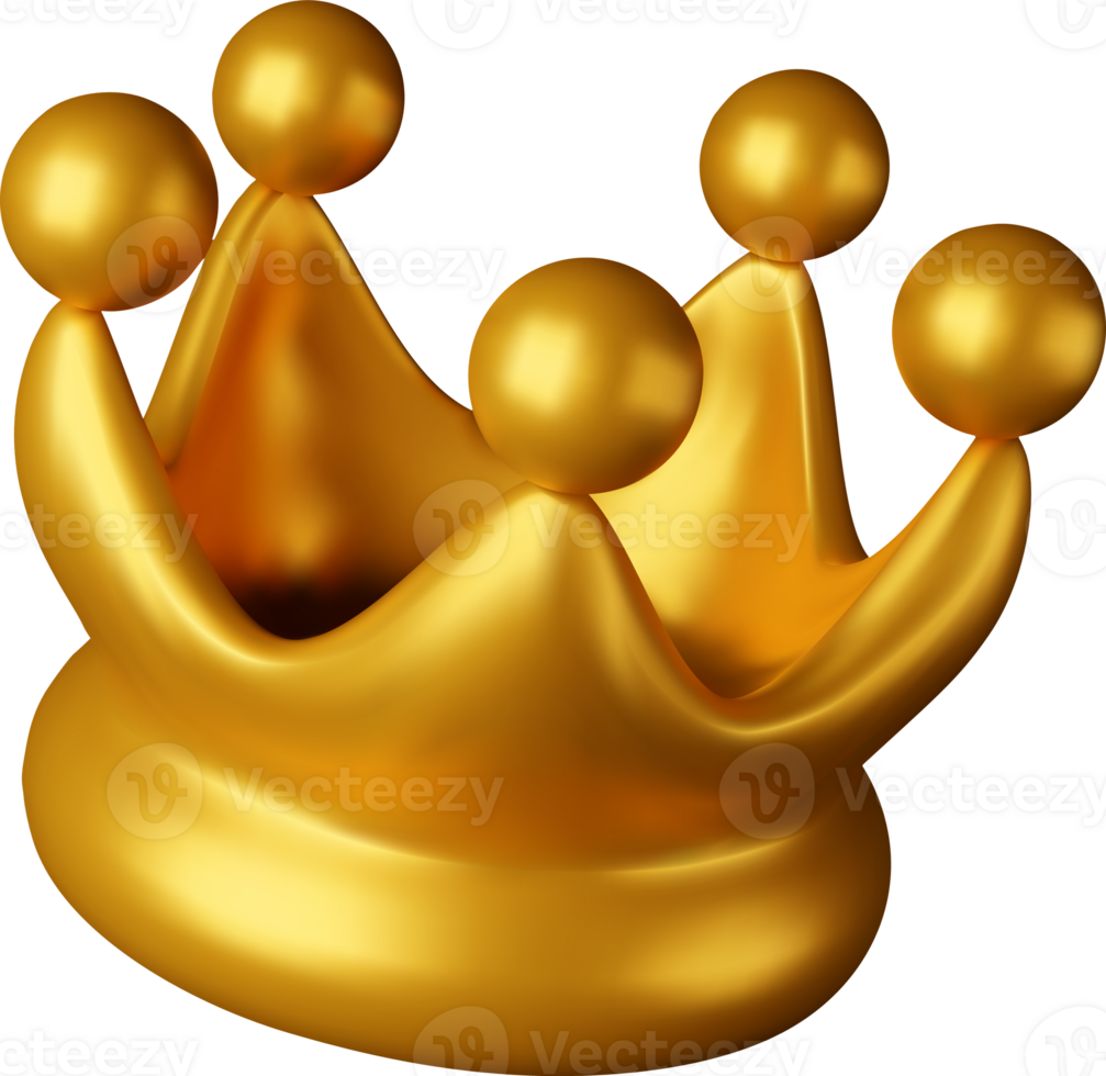 3D Shiny Gold Crown Icon Symbol png