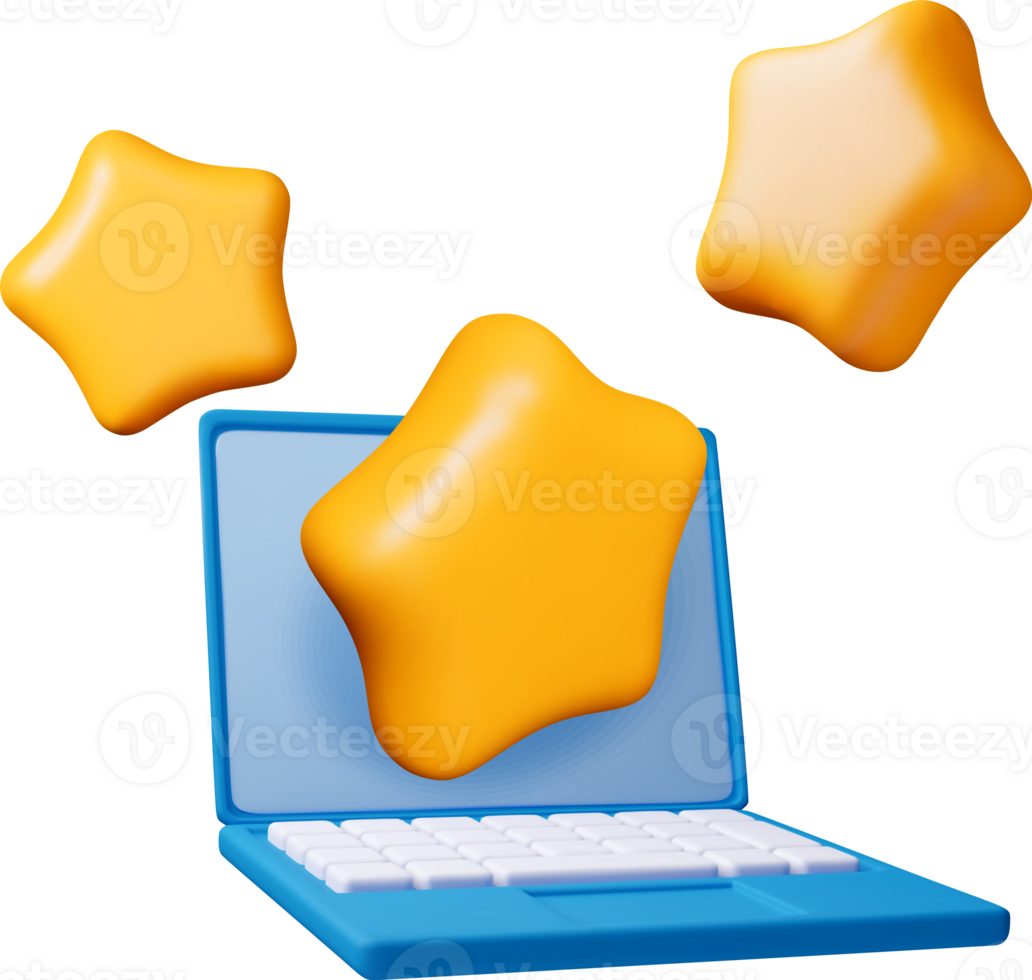 3D laptop with customer feedback png