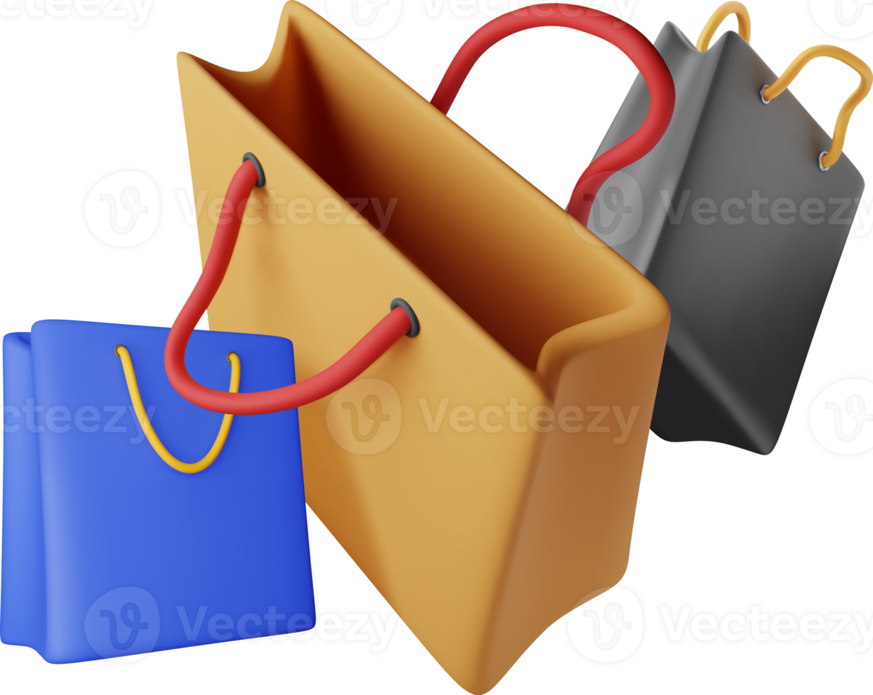 3D bunch of shopping bag png