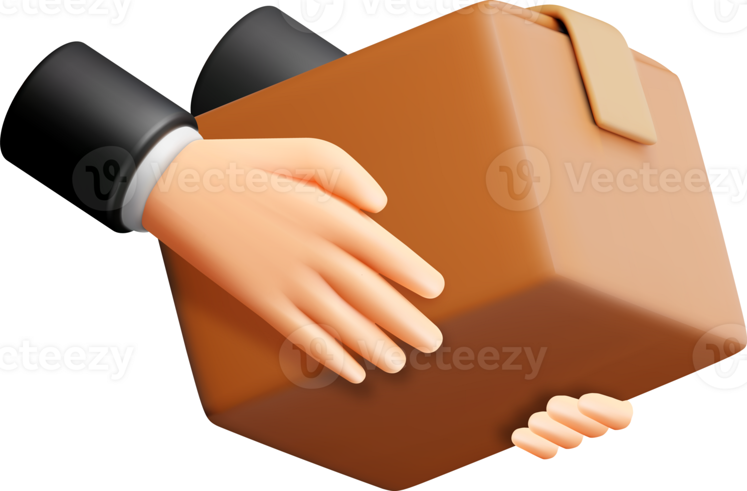 3D carton packaging box in hand icon png