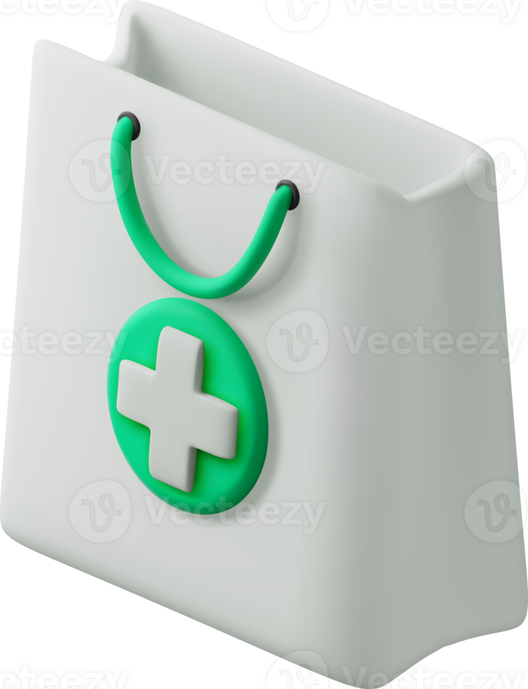 3D white pharmacy bag png