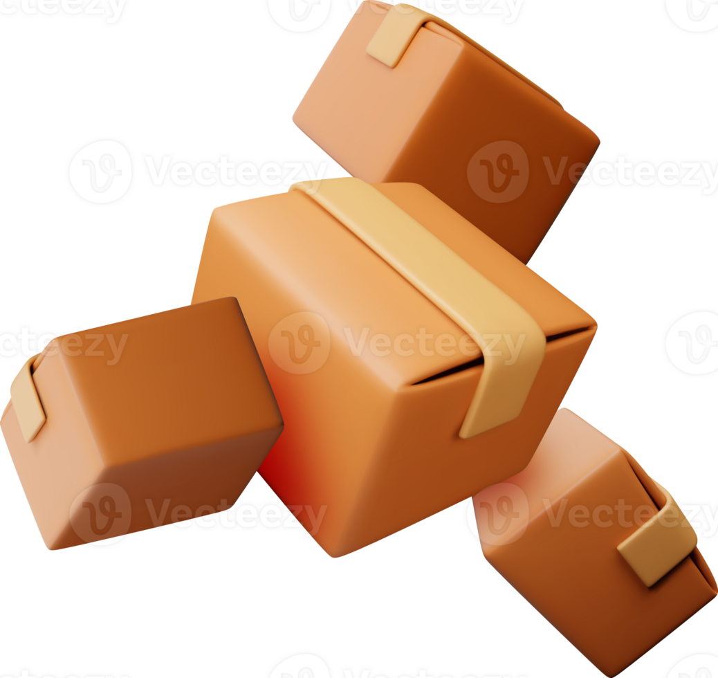 3D stack of cardboard boxes png