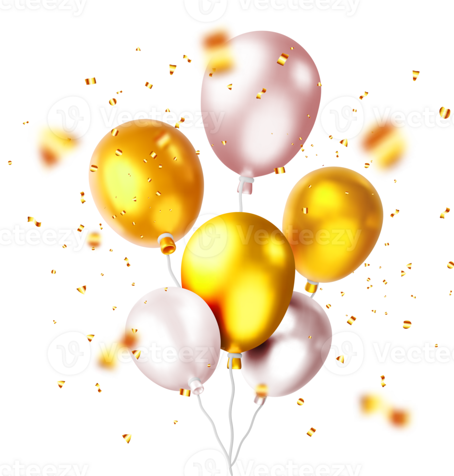 3D Bunch of Metallic Balloon Icon png