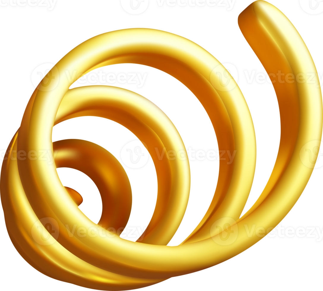 3d shiny gold spiral confetti serpentine png