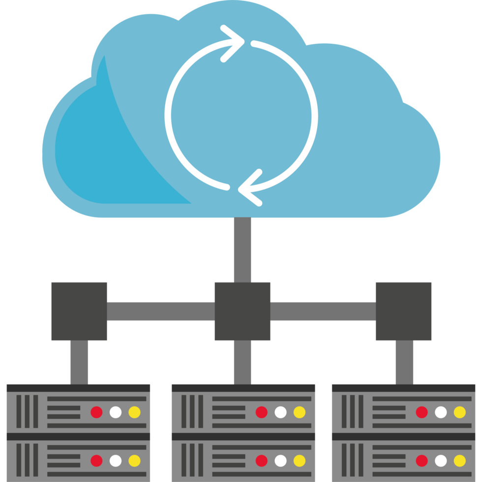 database illustration of cloud server icon on a transparent background png