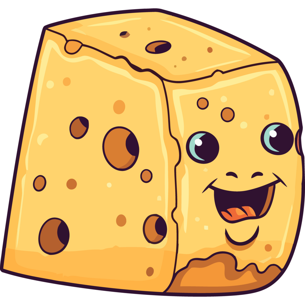 funny cartoon cheese slice illustration png