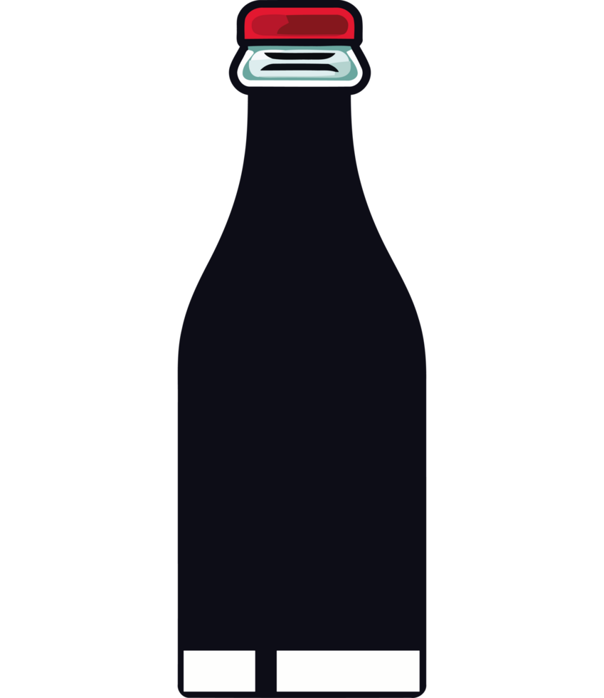Black bottle with a red cap on it icon on a transparent background png