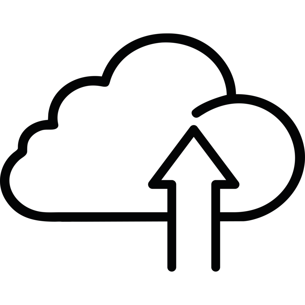 Cloud upload icon on a transparent background png