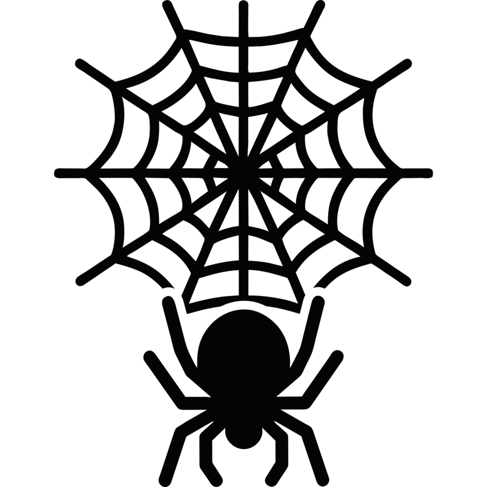 Spider in spiderweb halloween icon on a transparent background png
