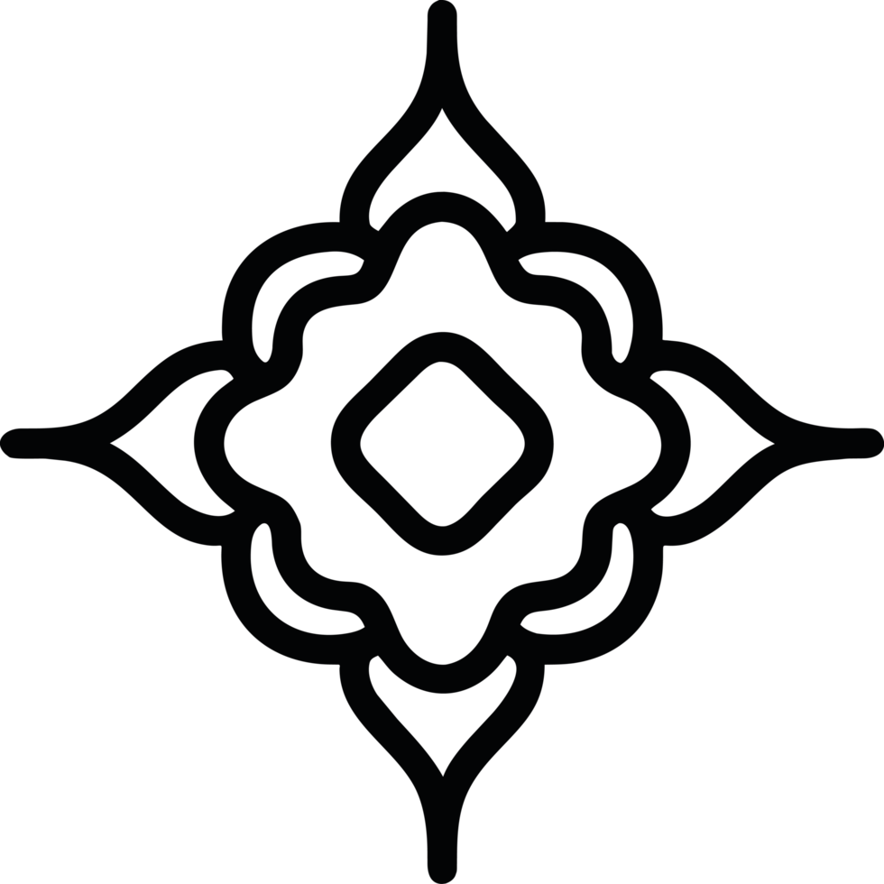 a black and white flower icon on a transparent background png