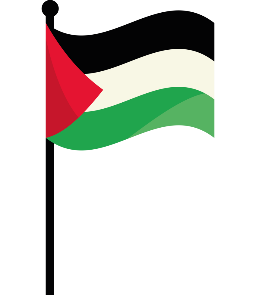 The flag of palestine is waving icon on a transparent background png