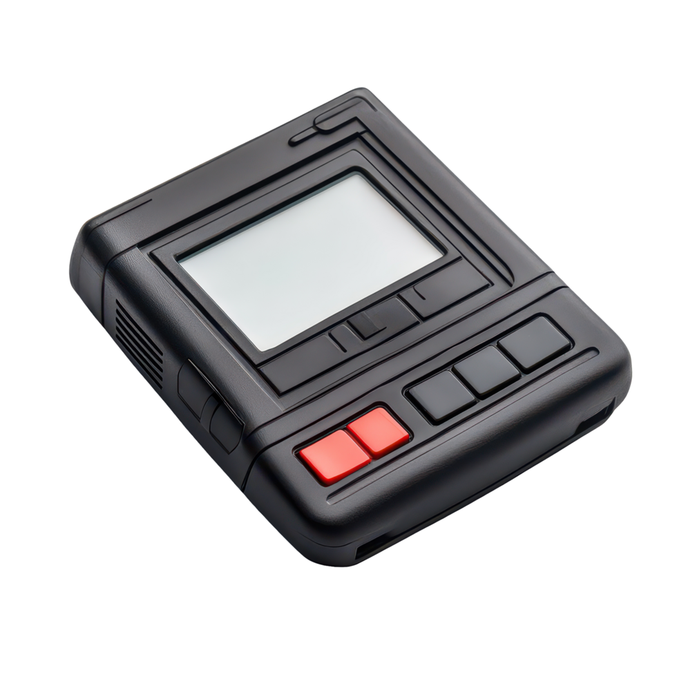 A black pager displayed in isolation against a clean transparent background, showcasing its design and features clearly, Black pager isolated on transparent background png