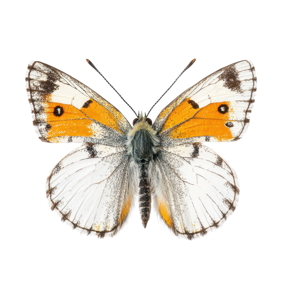 Anthocharis cardamines butterfly showcasing vibrant orange and intricate patterns on a transparent background, Anthocharis cardamines butterfly, isolated on transparent background png