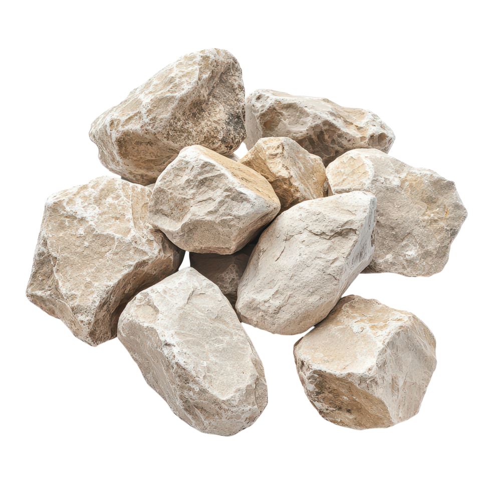 Beige rocks arranged on a clean transparent background, showcasing natural textures and shapes for design or crafting purposes, beige rocks isolated on transparent background png