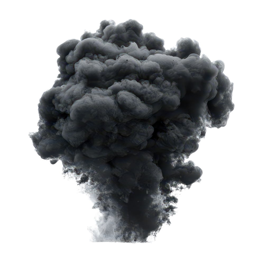 Dramatic black smoke clouds rise against a backdrop, capturing intense atmosphere, black smoke or clouds isolated on transparent background png