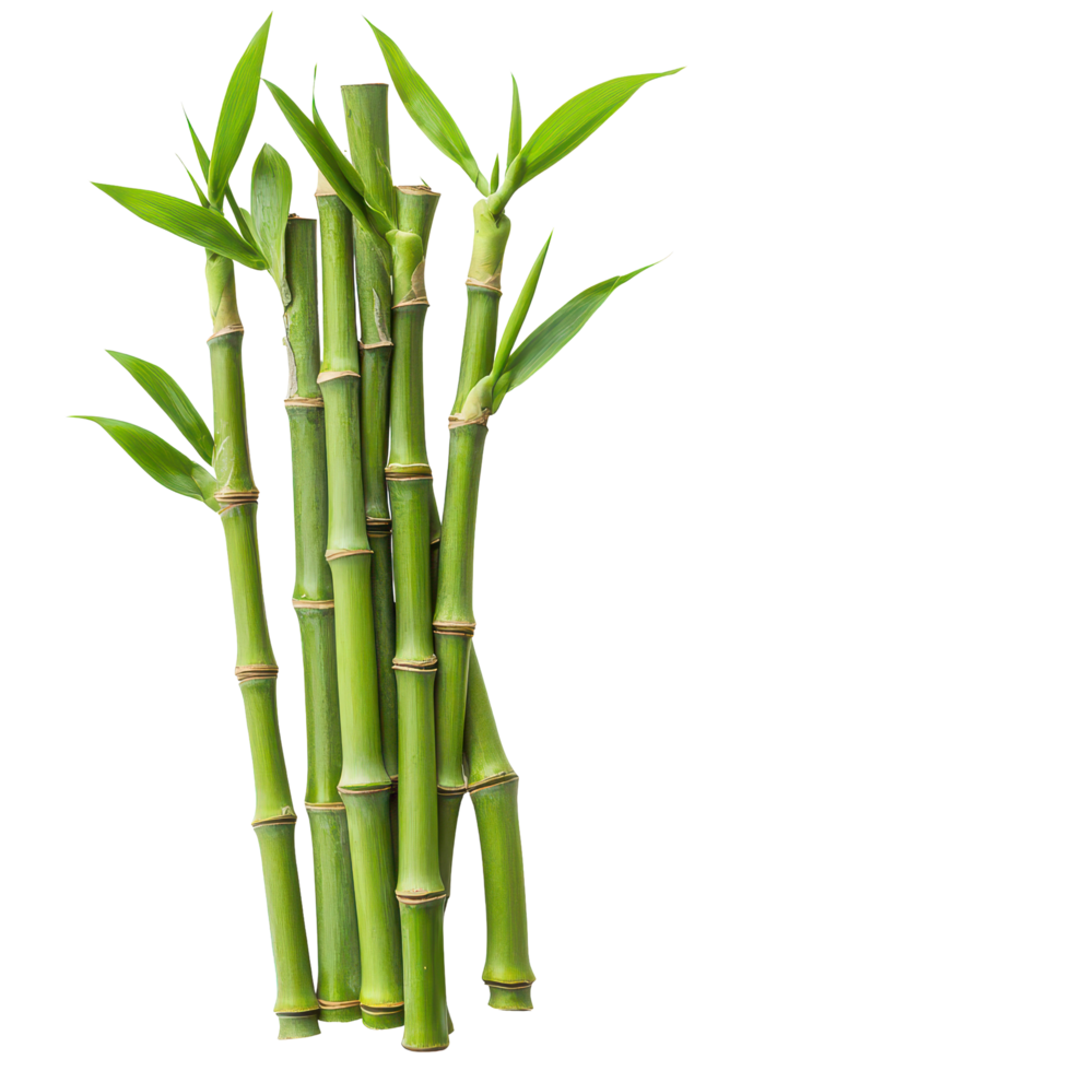 Fresh bamboo shoots arranged on a transparent background showcasing vibrant green color and natural texture, Bamboo shootsisolated on transparent background png