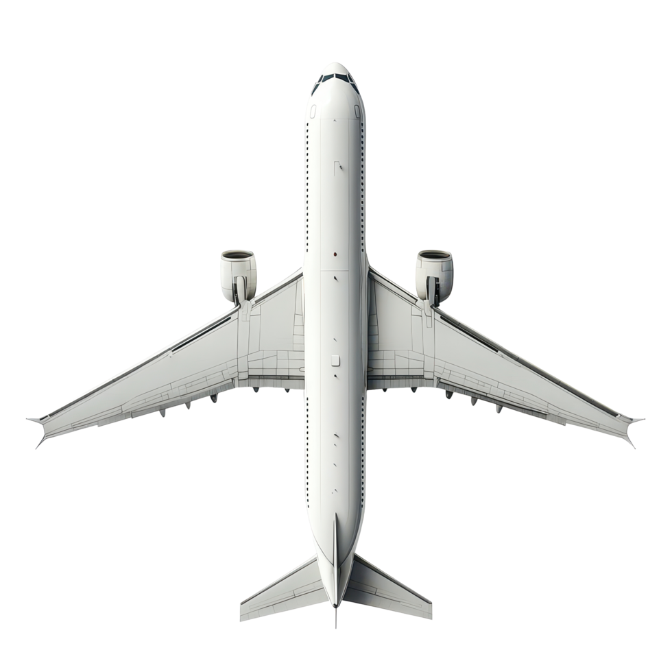 Top view of a airplane isolated on a transparent background showcasing its design and features in clear detail, Airplane isolated on transparent background png