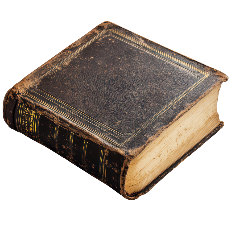 Antique Bible resting on a table, showcasing faith and spirituality in a timeless presentation, Bible christianity faith religion belief spirituality isolated png