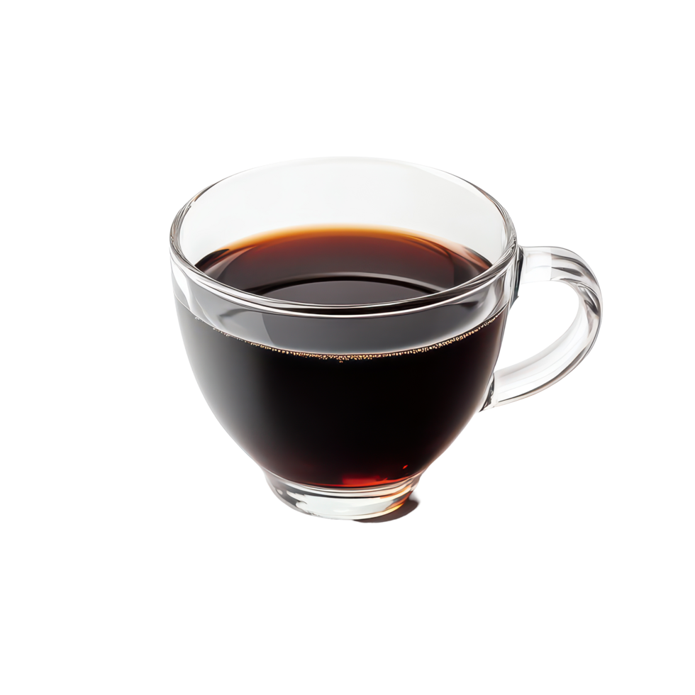 Enjoying a rich cup of black coffee in a clear glass on a clean transparent background, Black coffee in glass cup on transparent background png