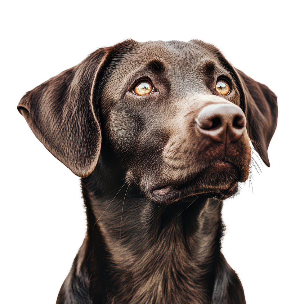 A curious dog gazes thoughtfully against a clean transparent background, capturing a moment of reflection and wonder, a dogs, transparent background. png