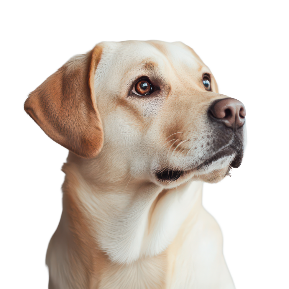 A beautiful Labrador retriever sitting gracefully against a soft transparent background with an attentive expression, Beautiful Labrador retriever on transparent background png