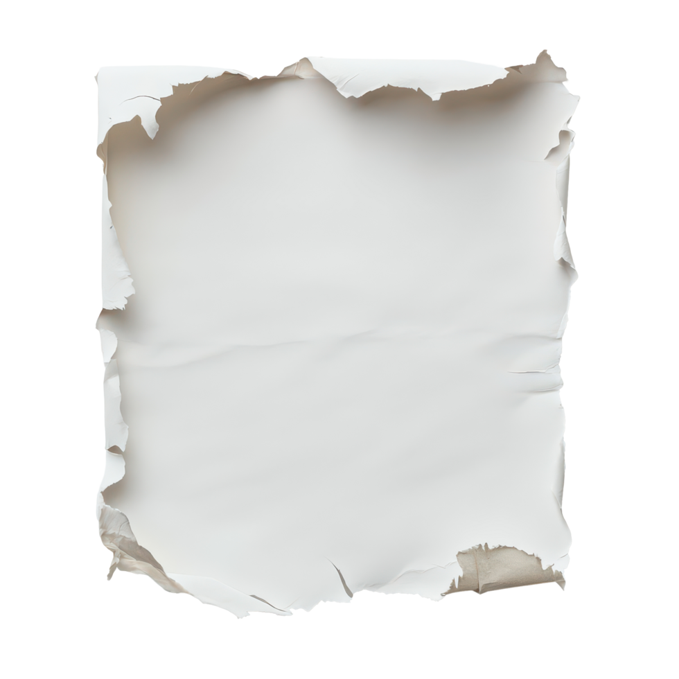 Abstract composition of torn paper on a transparent background showcasing texture and depth in contemporary design, Abstract Torn paper on background, transparent background. png